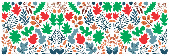 Colorful Autumn Leaves Pattern Vector Illustration Isolated on White Background for wallpaper, wrapping paper, pattern filling, textile, autumn greeting card