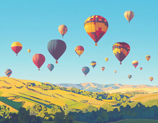 Fototapeta premium Hot Air Balloons Landscape