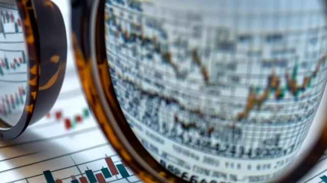 Magnifying the Market: A close-up shot of a magnifying glass focused on a financial chart, symbolizing the meticulous analysis and attention to detail required for successful investing.