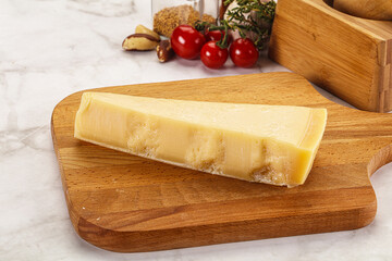 Hard parmesan cheese piece triangle