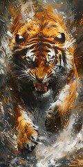 The tiger's gaze is focused and awe-inspiring