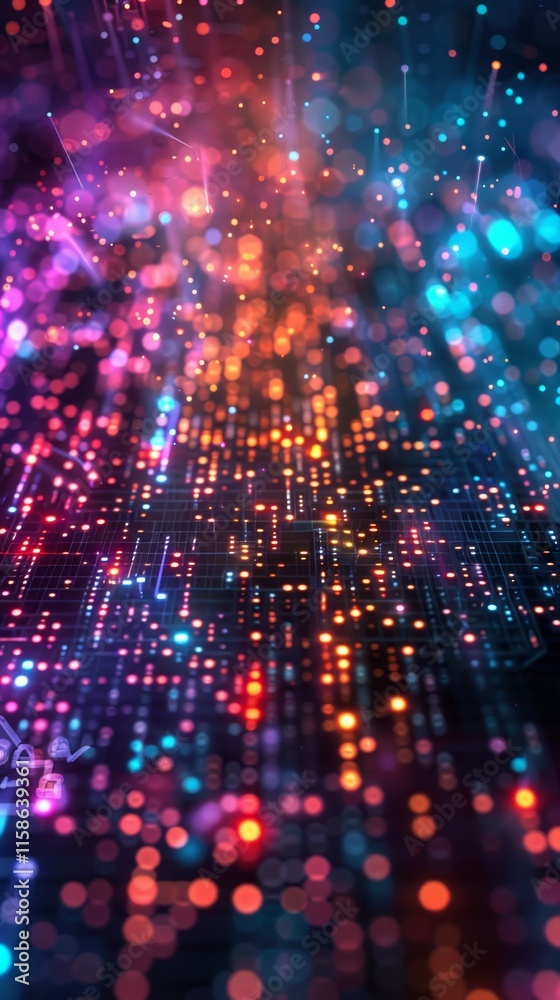 Poster colorful abstract digital background with vibrant light patterns and textures creating a captivating