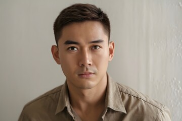 Obraz premium Portrait of handsome Asian man on white background