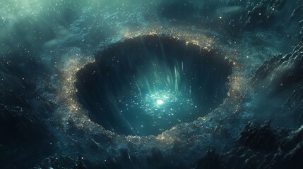 Obraz premium surreal underwater scene as if gazing down into an endless abyss from above.