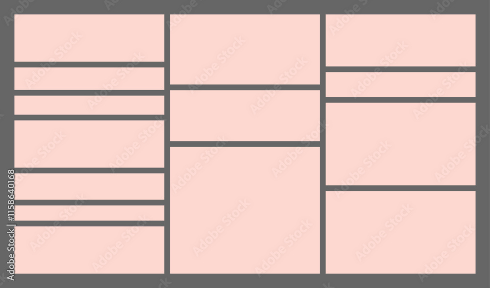 Wall mural dimensions 16x9 trendy bento grid layout style brick ui ux templates. web comic grids with right ang