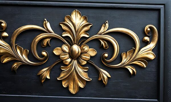 gold decorative elements with floral motifs