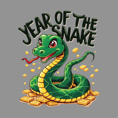 Fototapeta premium Chinese Happy New Year 2025 Year of the snake vector t-shirt design