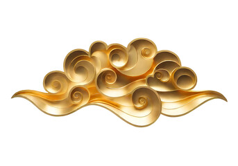 Golden clouds design element in Chinese style isolated on transparent background