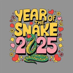 Chinese Happy New Year 2025 Year of the snake vector t-shirt design