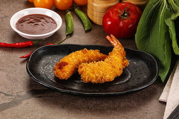 Crispy breaded golden fried prawns