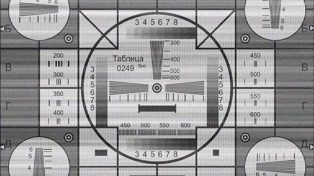 Retro Television Test Pattern with grayscale tones Bars