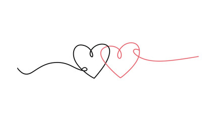 Fototapeta premium Minimalist Intertwined Hearts continuous one line drawing Romantic and Elegant Design
