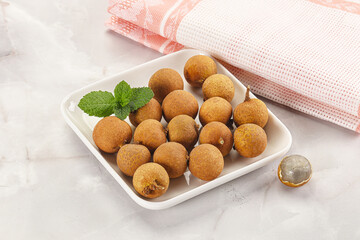 Tropical delicous fruit Longan heap