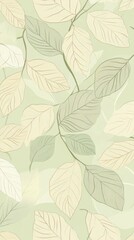 Elegant Botanical Leaf Pattern with Soft Pastel Tones for Nature-Inspired Design Vertical Background