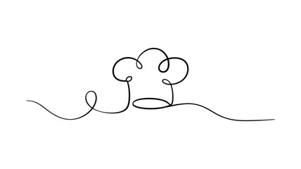 Minimalist Continuous Line Drawing of a Chef Hat for Kitchen, Culinary, and Food Artwork Designs