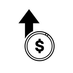 Money increases icon vector. dollar rate increase icon. Money symbol with stretching arrow up. rising prices.