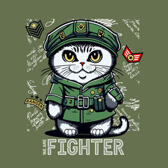 Cute cat with cool slogan, cartoon animal vector illustration