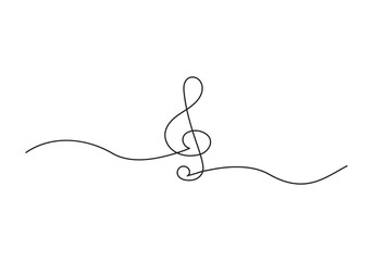 Obraz premium Minimalist continuous one line drawing Design Music note Symbol Vector for Modern Illustrations