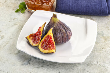 Purple ripe fig with cut