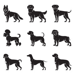Silhouettes of dogs different pack of dog silhouettes