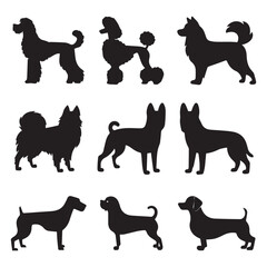 Silhouettes of dogs different pack of dog silhouettes