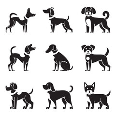 Silhouettes of dogs different pack of dog silhouettes