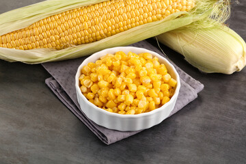 Canned sweet young corn grain