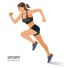 running woman running jogging. running sport concept. vector