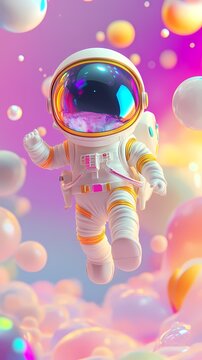 Digital technology color stereoscopic astronaut poster background

