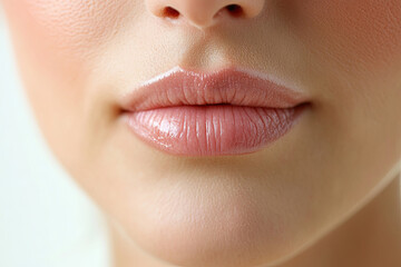 Naklejka premium Young woman with Botox-treated lips, looking directly at the camera