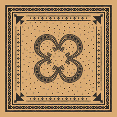 bandana illustration horseshoe graphic native design tribal vintage Indian western ornament