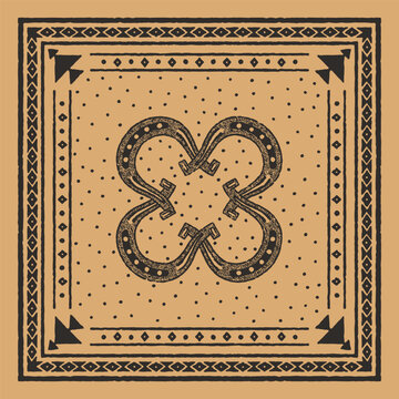 bandana illustration horseshoe graphic native design tribal vintage Indian western ornament