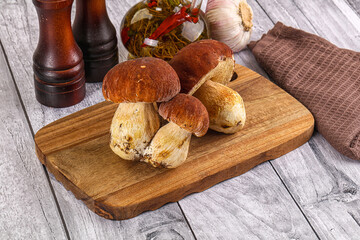 Raw natural wild porchini mushrooms
