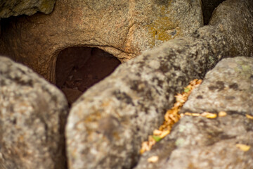Dolmens near Hlyabovo, Bulgaria. Ancient stone ritual mystical formations in Europe, Sakar mountain