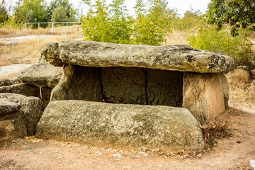 Dolmens near Hlyabovo, Bulgaria. Ancient stone ritual mystical formations in Europe, Sakar mountain