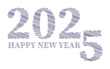 Happy New Year 2025 Chalk Scribble Blue Design Elegant Abstract Vector Illustration