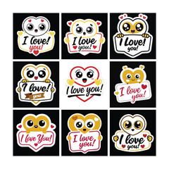 Adorable Cartoon Heart with I LOVE YOU Message for Valentine's Day