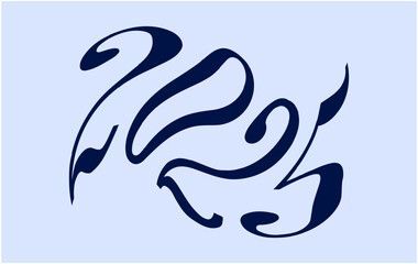 Happy New Year 2025 Blue Drawing Abstract Design Elegant Vector Illustration