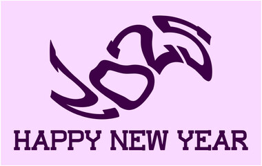 Happy New Year 2025 Purple Drawing Abstract Design Elegant Vector Illustration