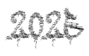 2025 Happy New Year Chalk Scribble Design Elegant Abstract Vector Illustration