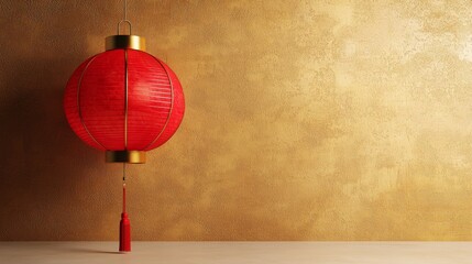 Fototapeta premium Traditional Chinese Lantern Casting Shadows on Wall