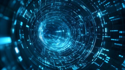 Obraz premium Abstract Blue Data Stream Tunnel