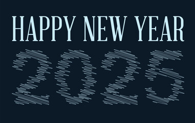 Fototapeta premium 2025 Happy New Year Scribble Blue Abstract Elegant Design Vector Illustration