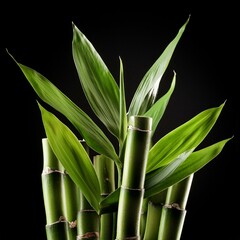 Fototapeta premium Bamboo on isolated black background