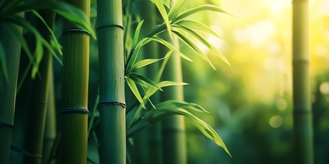 Bamboo forest with sunlight in the morning.