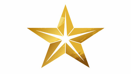 Fototapeta premium A golden star with a glittery texture and reflective highlights.