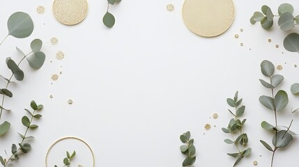 Greenery and Gold Frame Border