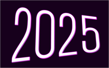 2025 Happy New Year Realistic Purple Design Elegant Abstract Vector Illustration