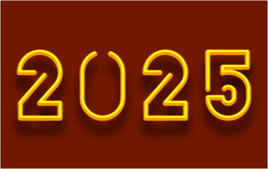 Happy New Year 2025 Realistic Decoration Yellow Design Elegant Abstract Vector Illustration