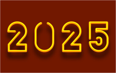 Happy New Year 2025 Realistic Decoration Yellow Design Elegant Abstract Vector Illustration